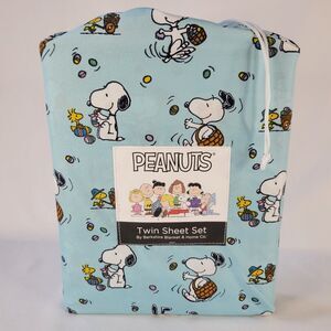 2025 Peanuts Snoopy Woodstock Easter Eggs Twin Sheets Set 3pc Blue Colorful Kids